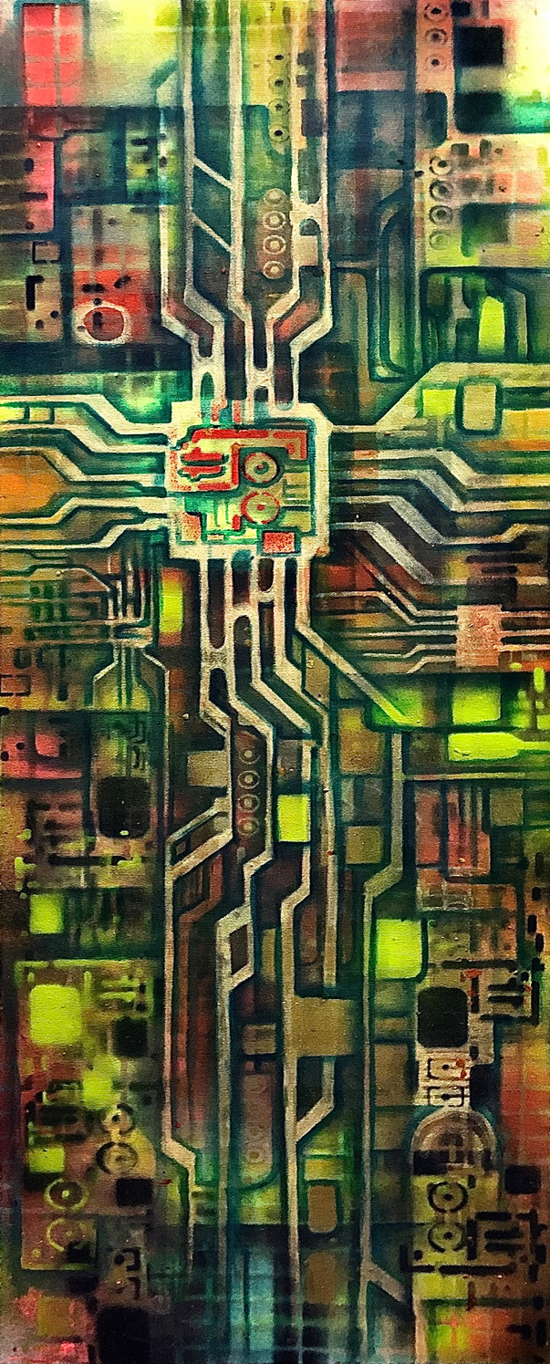 Circuit 2 40x120 Spraypaint & Acryl on Canvas