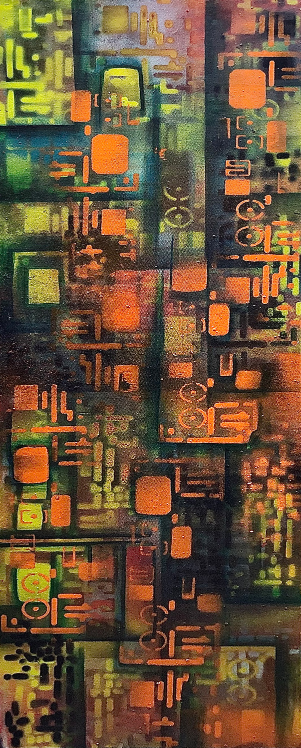 Circuit Board 4 30x100 Spraypaint & Acryl on Canvas