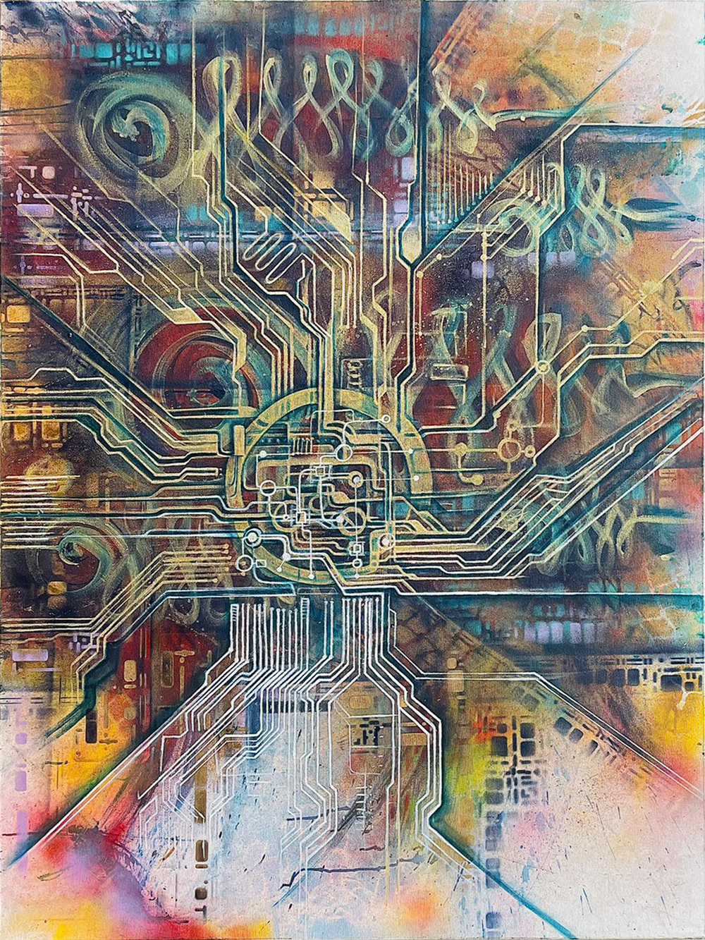 Circuit Landscape - 120x160 - Acryl & Spraycan